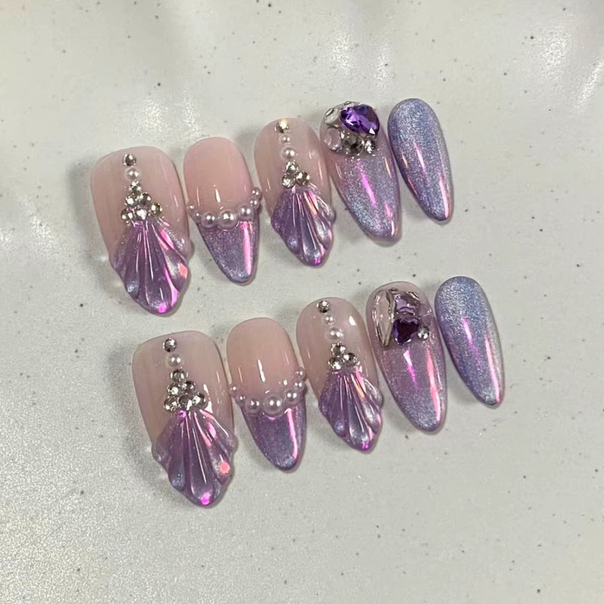 24Pcs Pink Almond False Nails Butterfly Ballet with French Design Wearable Fake Nails Simple Artificial Press on Nails Tips Art