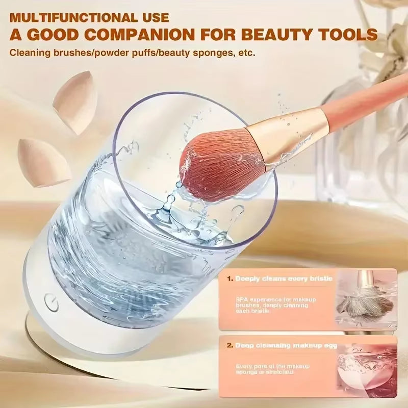 USB Powered Brush Washer Dryer Odorless Battery-Free Makeup Cleaner Plug-And-Play Essential Beauty Accessory