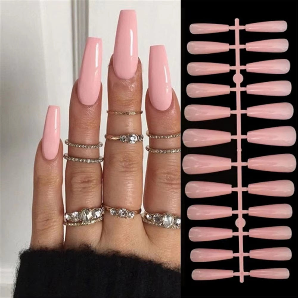 24Pcs Long Stiletto French Fake Nails White Edge Simple Aurora False Nails Full Cover Press on Nails DIY Detachable Manicure