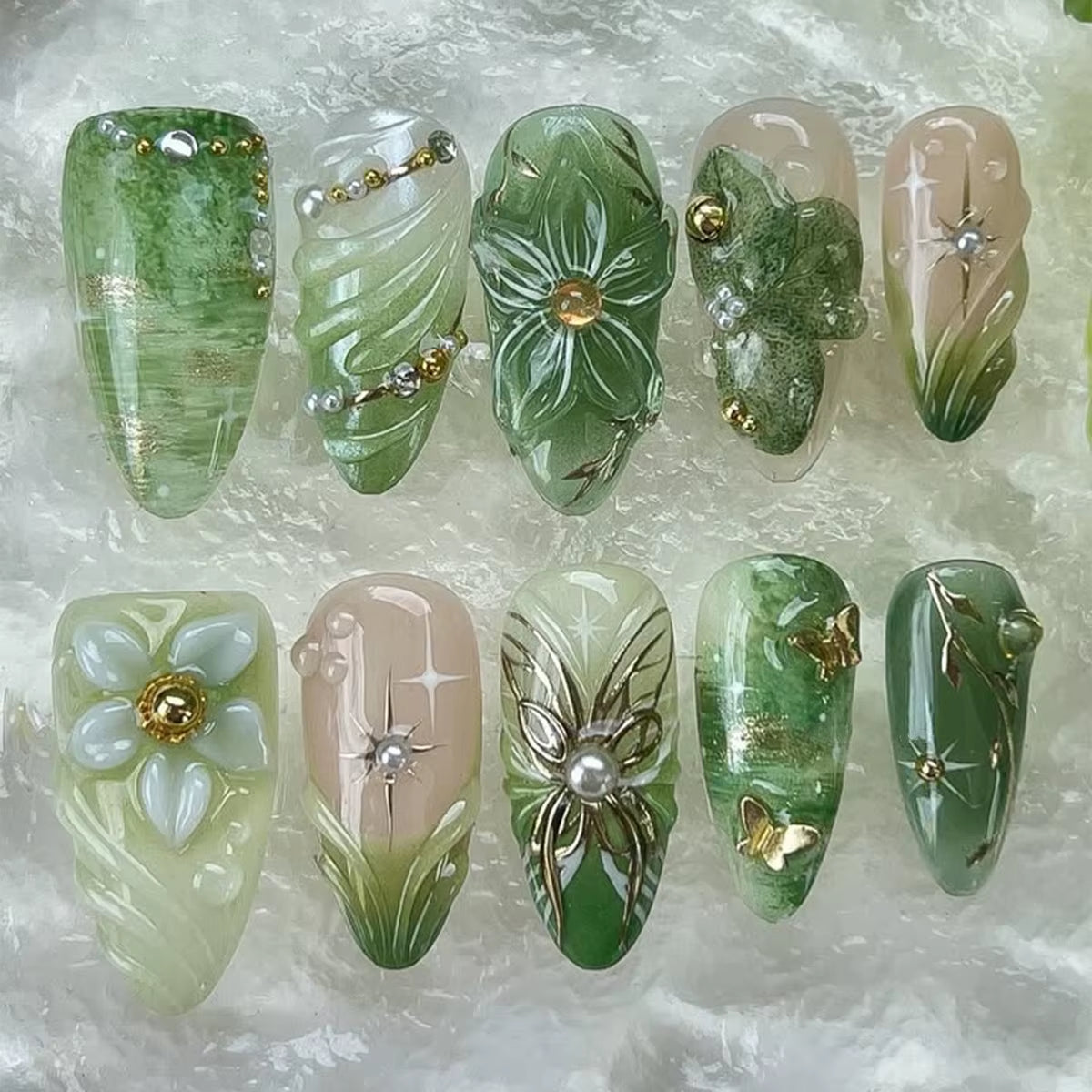 24Pcs Pink Almond False Nails Butterfly Ballet with French Design Wearable Fake Nails Simple Artificial Press on Nails Tips Art