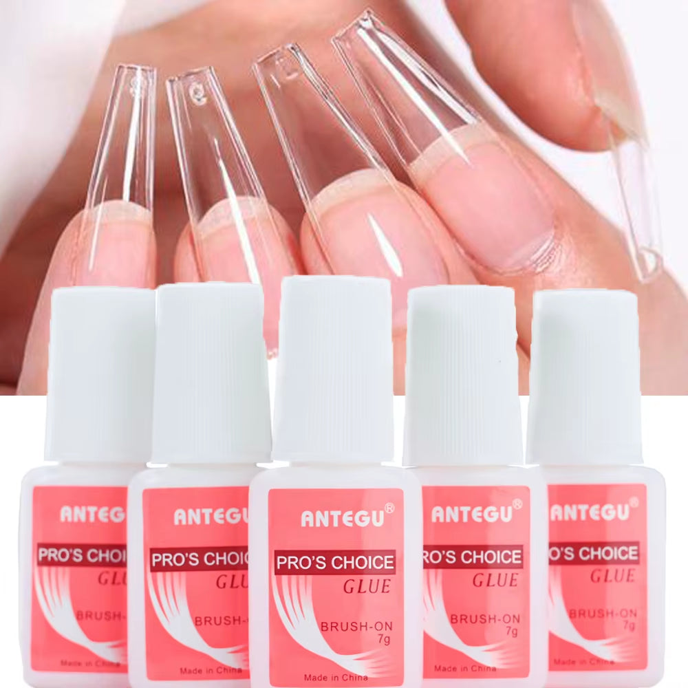 1/5/10Pcs Fast-Dry Fake Nail Nail Art Glue 7G/Bottle Super-Strong Adhesive Nail Glue with Brush Rhinestones&Falase Tip Glue