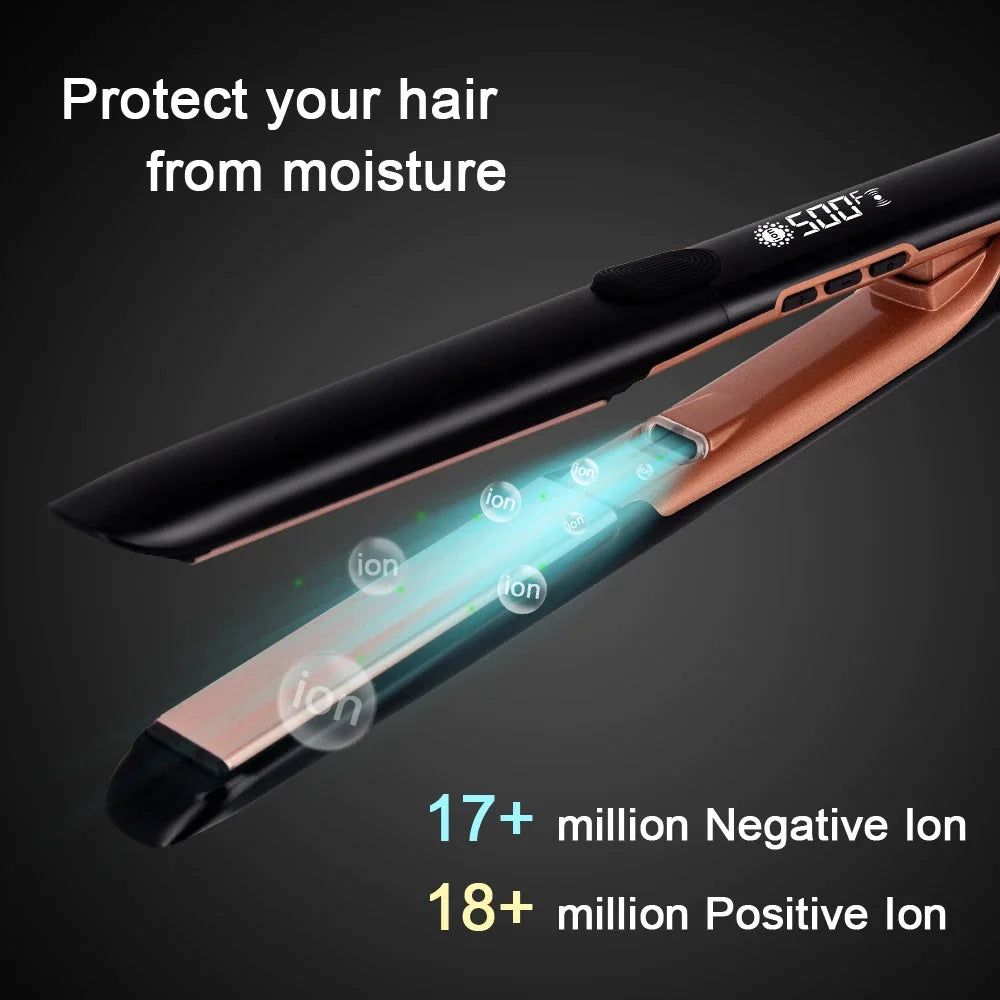 Hair Straightener 260℃ Professional High Temp Ceramic 500°F 2 in 1 Straightener Curler for Frizzy Hair Plasma Wide Flat Iron