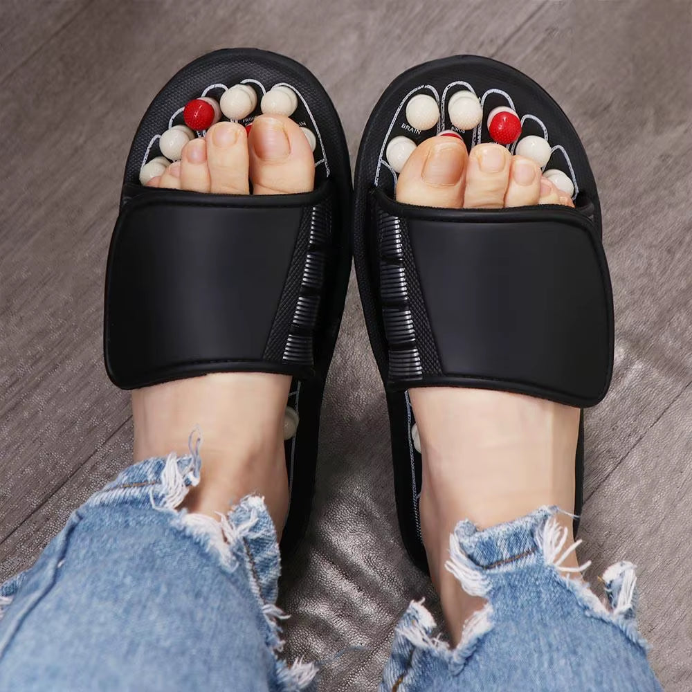Rotating Foot Massage Shoes Unisex Anti-Slip Acupressure Massage Slippers Feet Care Reflex Stress Reflexology Sandals Fasciitis