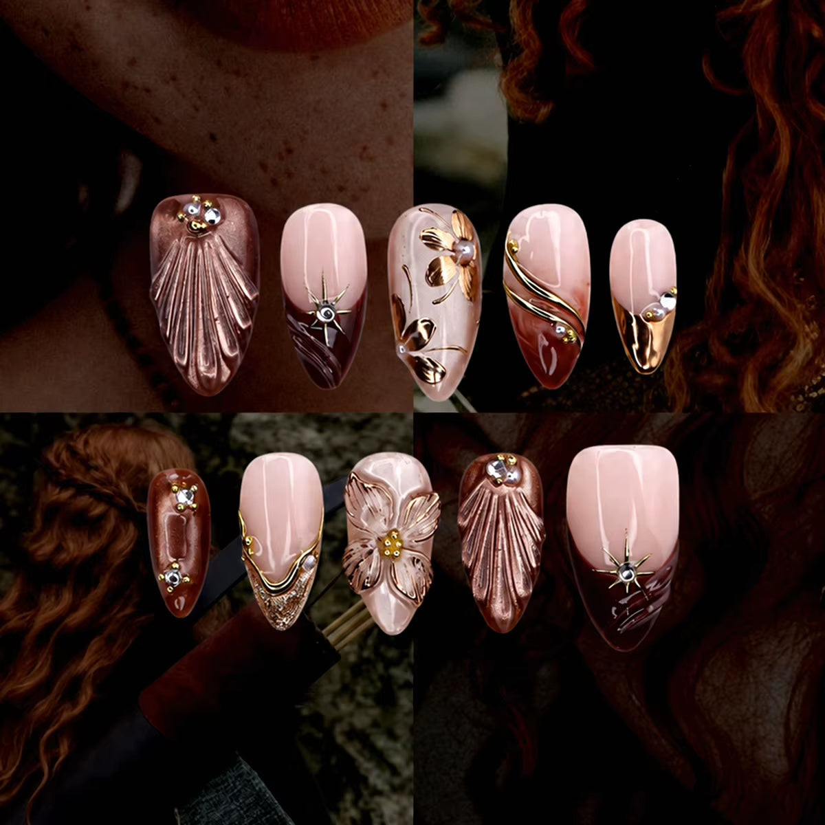 24Pcs Pink Almond False Nails Butterfly Ballet with French Design Wearable Fake Nails Simple Artificial Press on Nails Tips Art