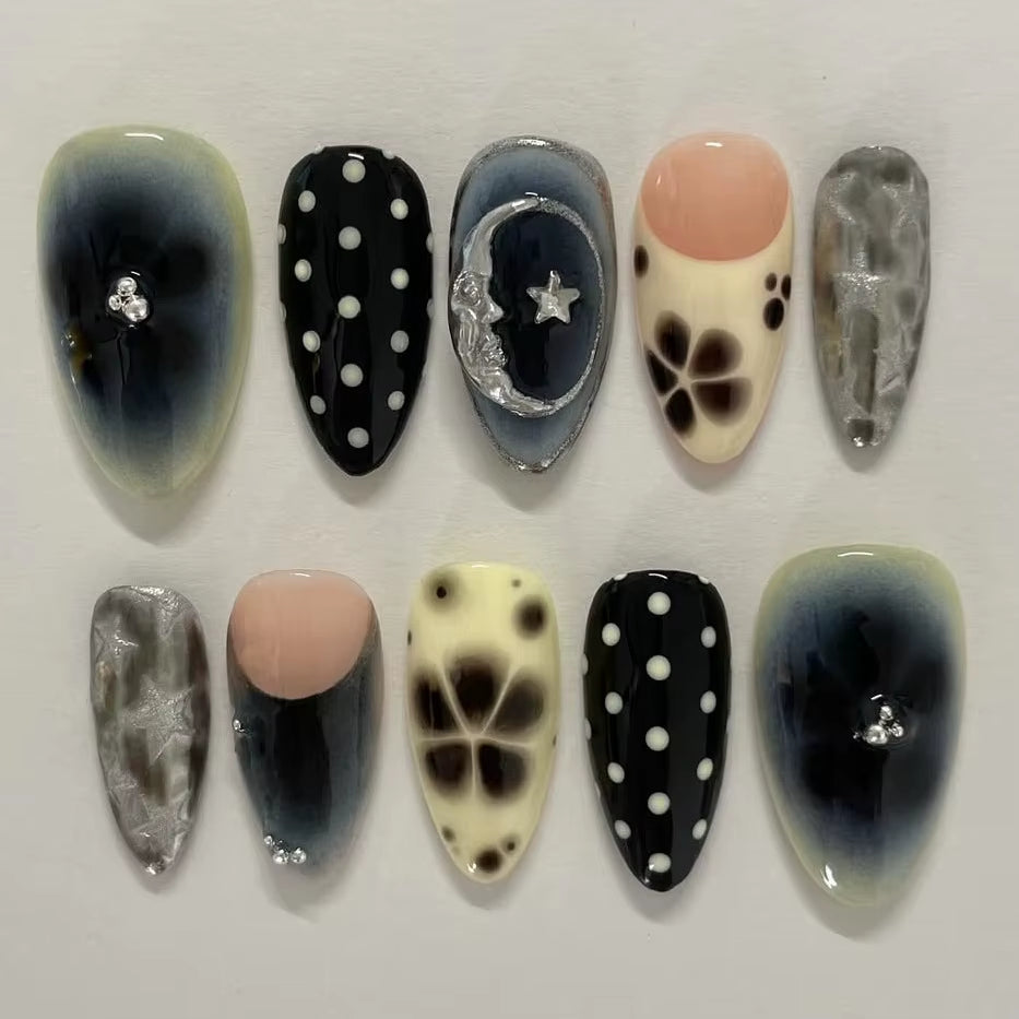 24Pcs Pink Almond False Nails Butterfly Ballet with French Design Wearable Fake Nails Simple Artificial Press on Nails Tips Art