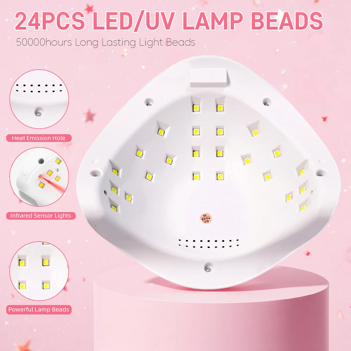 UV LED Nail Lamp 24 Leds Nail Dryer with 4 Timer Settings and Display Portable UV Lamp for Curing Gel Nail Polish