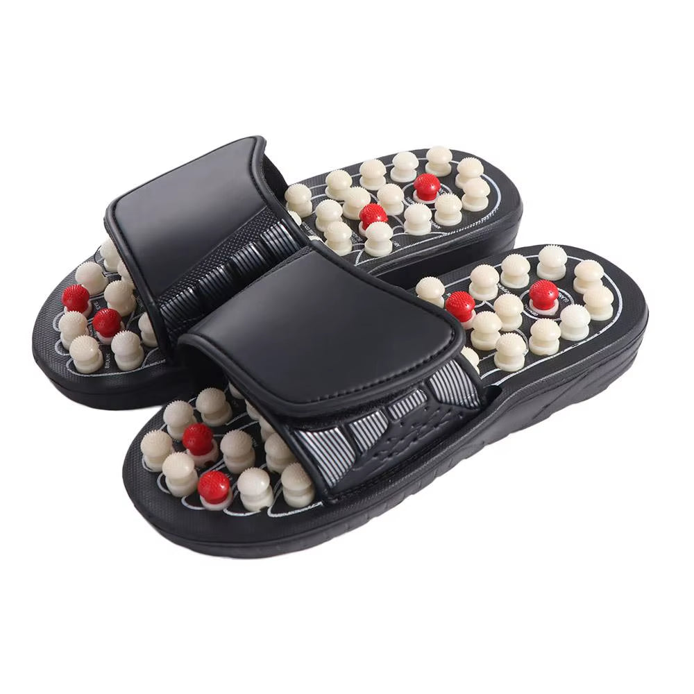 Rotating Foot Massage Shoes Unisex Anti-Slip Acupressure Massage Slippers Feet Care Reflex Stress Reflexology Sandals Fasciitis